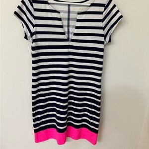 Pre-owned Lilly Pulitzer size Small Black & White with hot Pink stripe Dress
